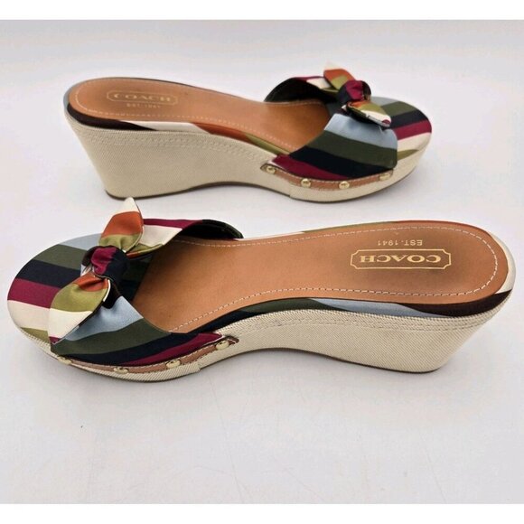 Coach Lorah Wedge Knot Platform Sandals Women Size 9.5 Platform Slides A8208 New - Picture 4 of 9